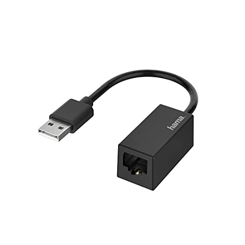 Hama USB Ethernet Adapter (Netzwerkadapter USB 2.0 für Fast Ethernet 10, 100 Mbps, USB LAN Adapter, USB-Stecker auf Ethernet-Buchse, kompatibel mit Windows und Mac, für PC, Laptop, Tablet) von Hama