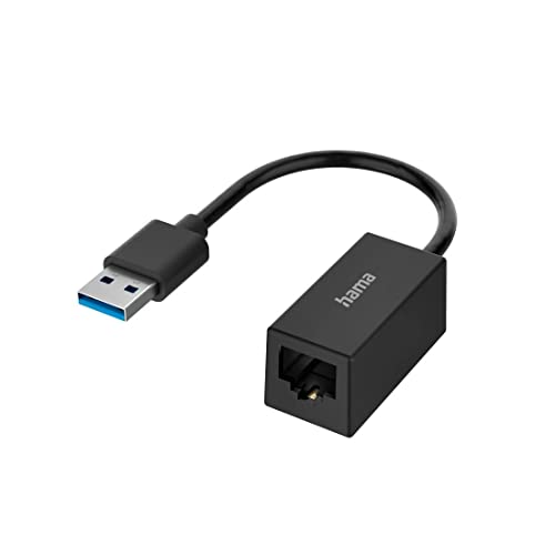 Hama USB Ethernet Adapter (Netzwerkadapter USB 3.0 für Gigabit Ethernet 10, 100, 1000 Mbps, USB LAN Adapter, USB-Stecker auf Ethernet-Buchse, kompatibel mit Windows und Mac, für PC, Laptop, Tablet) von Hama
