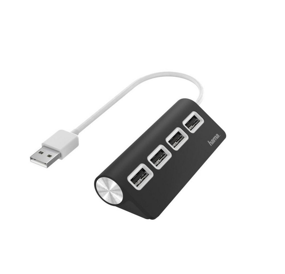 Hama USB-Hub, 4 Ports, USB 2.0, 480 Mbit/s, Schwarz (00200119) Adapter von Hama