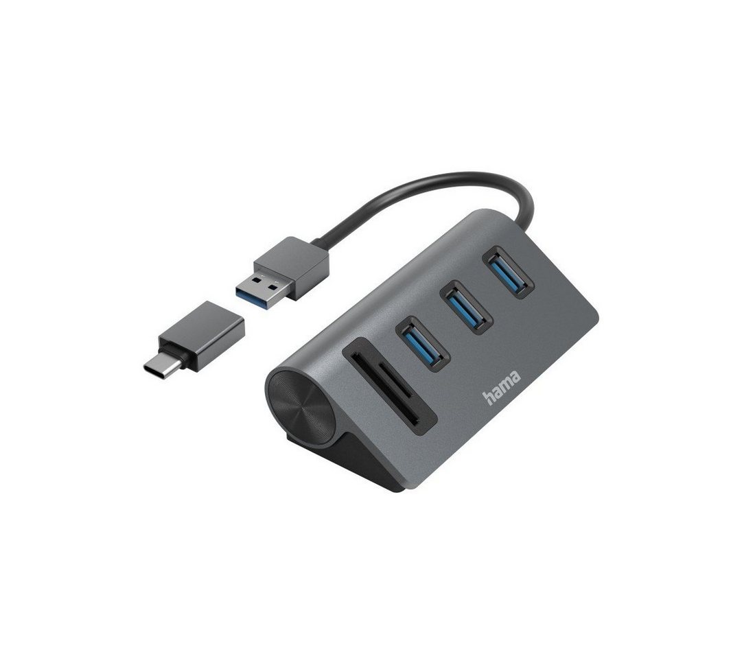 Hama USB Hub Kartenleser, 5 Ports, 3x USB A, SD, microSD, USB C Adapter USB-Adapter USB Typ A, USB-C von Hama