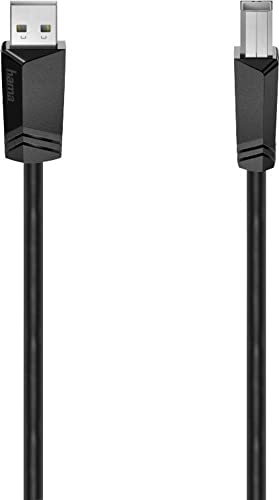 Hama USB A Kabel - USB B (USB 2.0, Kabel, 480Mbit/s, 0,5A, 5m, Laden) schwarz von Hama