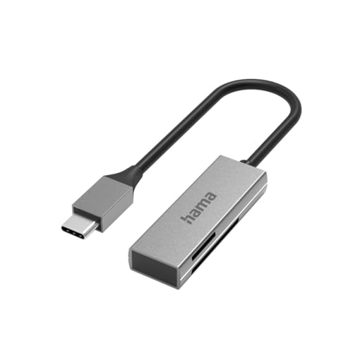 Hama USB Kartenlesegerät SD Karte, Micro SD Kartenleser USB C 3.0 (Uni SD Kartenleser für SD/SDHC/SDXC und microSD/SDHC/SDXCSD, Card Reader Adapter für PC/Laptop/Tablet/Smartphone/Android/MacBook) Alu von Hama