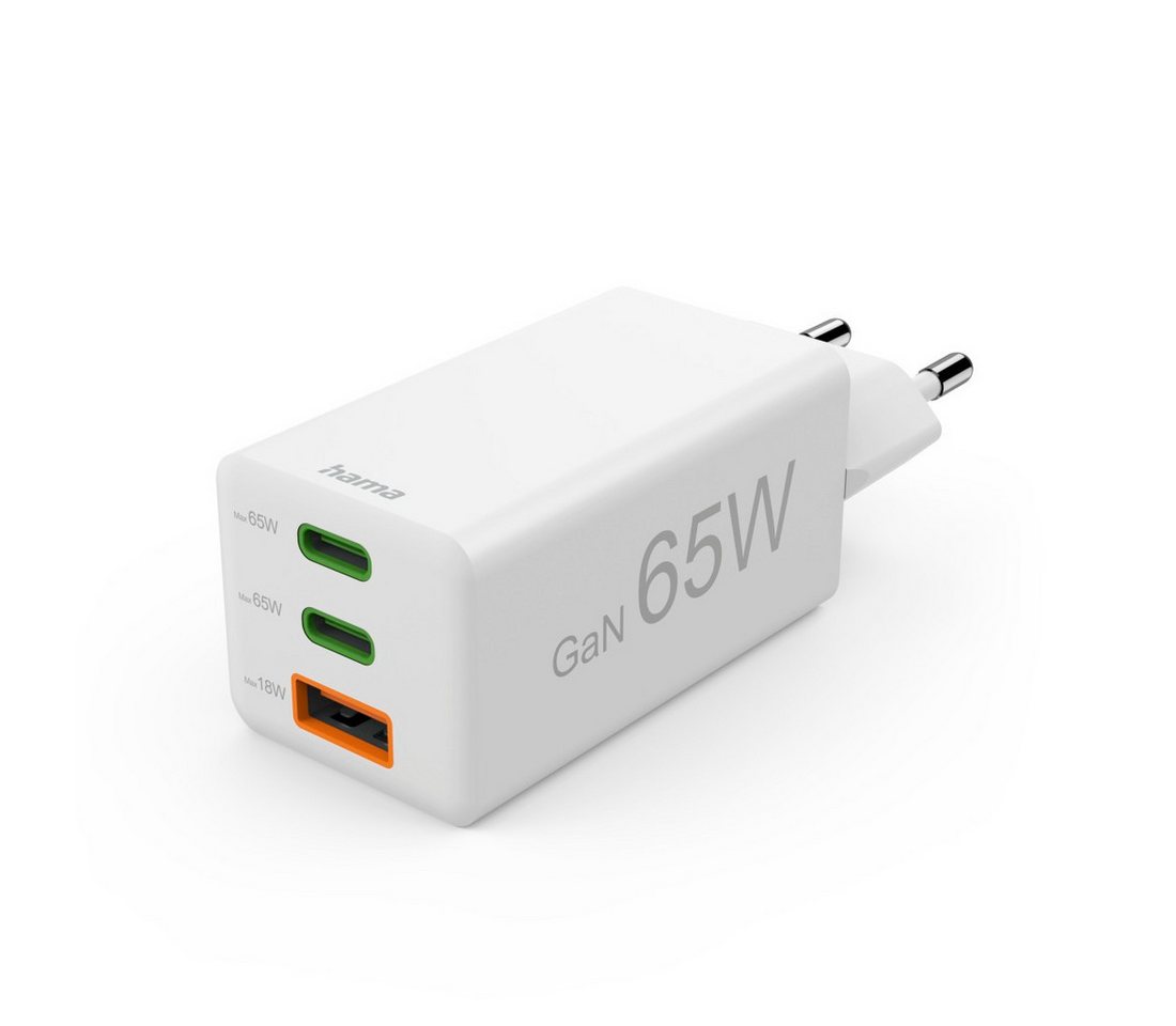 Hama USB-Ladegerät (Schnellladegerät, Netzteil, 2x USB-C, 1x USB-A, 65 W) Schnelllade-Gerät (1-tlg) von Hama