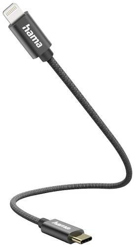 Hama USB-Ladekabel USB 2.0 Apple Lightning Stecker, USB-C® Stecker 0.20m Schwarz 00201601 von Hama