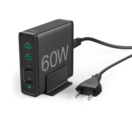 Hama USB-Ladestation 60W Innenbereich Ausgangsstrom (max.) 3000mA Anzahl Ausgänge: 4 x USB-A, USB-C® von Hama