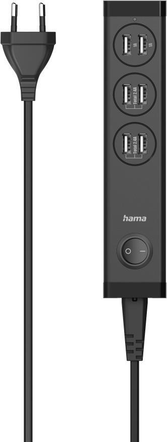Hama USB-Mehrfach-Ladegerät, 6 Ports USB-A für Tablets und Smartphones, 34W (00223201) von Hama
