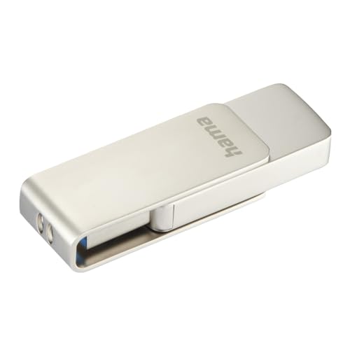 Hama USB Stick, 512GB, USB 3.0 (Speicherstick,USB Stick 3.0, USB Stick 512GB, Datenspeicher, USB A, klein, Ultra schnell, 100MB/s, Drehmechanismus, Öse zur Nutzung als Schlüsselhänger) Silber von Hama