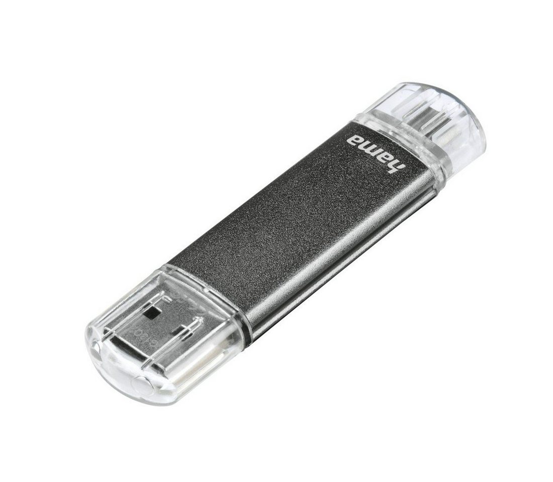Hama USB-Stick Laeta Twin", USB 2.0, 16GB, 10MB/s, Grau USB-Stick (Lesegeschwindigkeit 10 MB/s)" von Hama