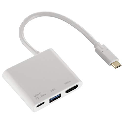 Hama USB-Type-C-Hub mit 1x USB-3.1, 1x USB-C, 1x HDMI (USB-Verteiler für Laptop/PC/Smartphone/Tablet mit USB-C-Anschluss, Power-Delivery-Ladefunktion, OTG-fähig, Thunderbolt-3) USB Mehrfach-Adapter von Hama