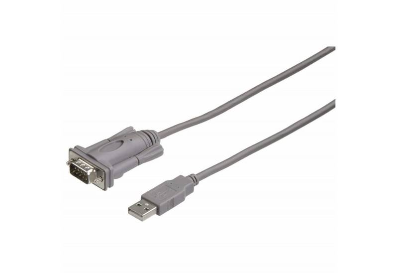 Hama USB auf Seriell 9-Pol Adapter-Kabel 2m Grau USB-Kabel, USB-A-Stecker, (1 cm), Konverter 2m RS323 RS-323 Com-Port DB9 9-Pin für PC Notebook etc. von Hama