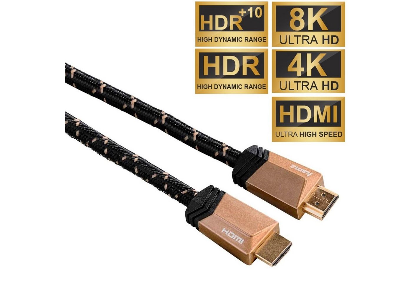 Hama Ultra High-Speed HDMI-Kabel 8K 1m vergoldet Video-Kabel, HDMI, (100 cm), HDMI 2.1 mit 8K 4K Full HD 48Gbit/s DSC eARC ARC 3D HD TV, vergoldet von Hama