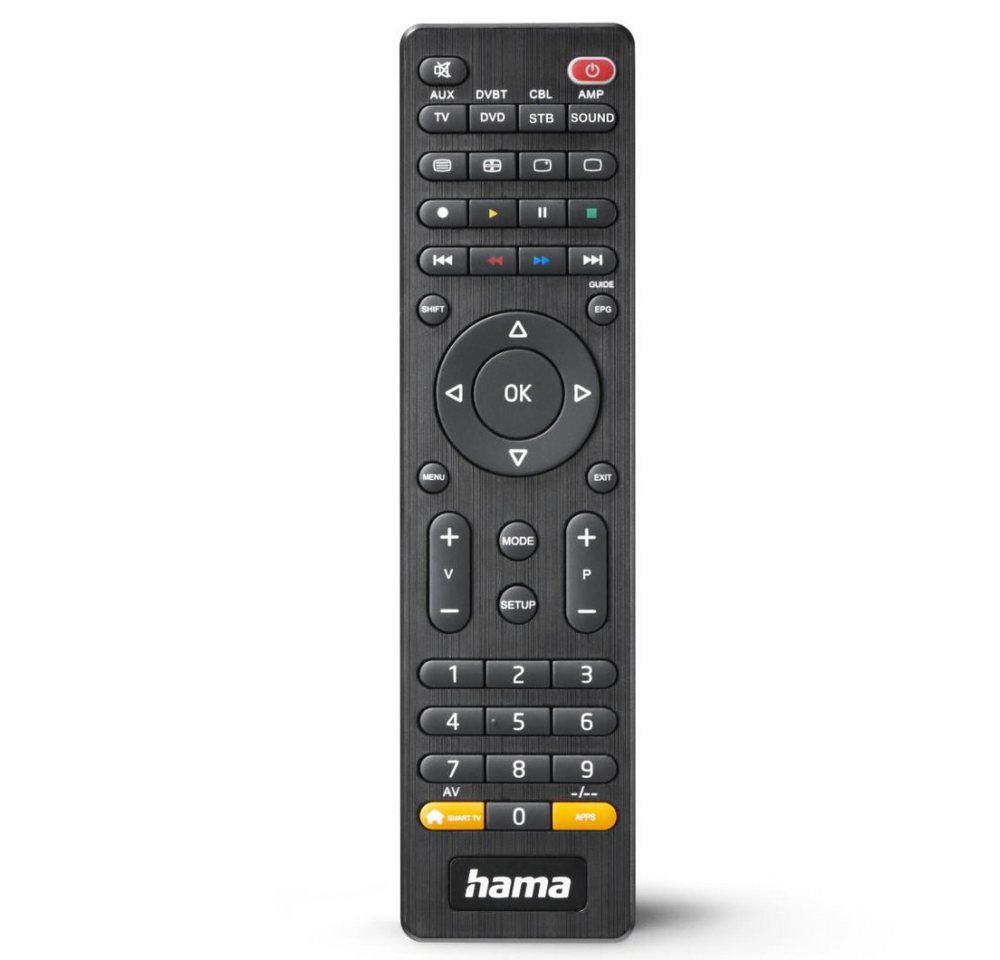 Hama Universal-Fernbedienung TV, Infrarot, für 8 Geräte, mit App-Taste Fernbedienung Hama Universal-Fernbedienung TV, Infrarot, für 8 Geräte, mit App-Taste Fernbedienung von Hama