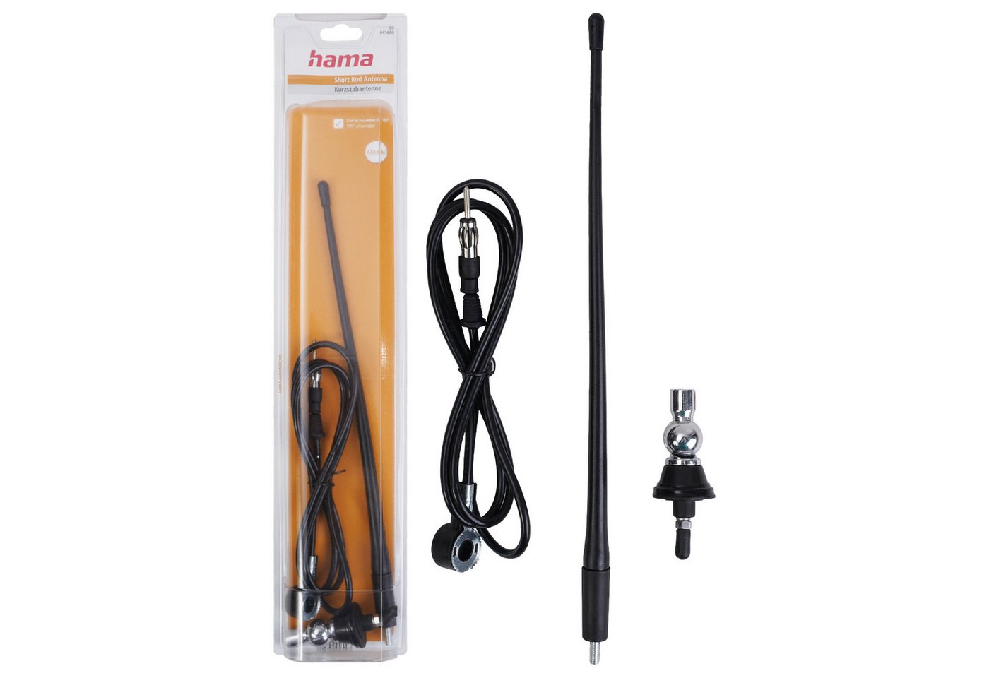 Hama Universal KFZ Kurzstab-Antenne UKW/AM/FM Radio Autoradio-Ersatzantennenstab (AM,FM,UKW,Radio), 180° schwenkbar DIN Autoradio-Antenne PKW von Hama