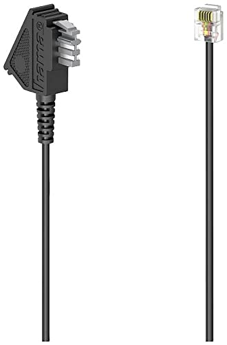 Hama Universal Telefonkabel TAE-F Stecker auf RJ11-Stecker (Westernstecker, Int. Norm 6P4C, für analoge Endgeräte, Rundkabel für Telefondose, Telefon, Router, Modem, 6m) schwarz von Hama