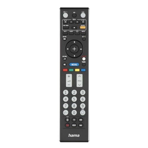 Hama Universalfernbedienung für Sony TVs (Infrarot, lernfähig, leuchtende Tasten, smarte Taste, Easy Mode Funktion, ergonomische Haupttasten, 10m Reichweite) schwarz von Hama