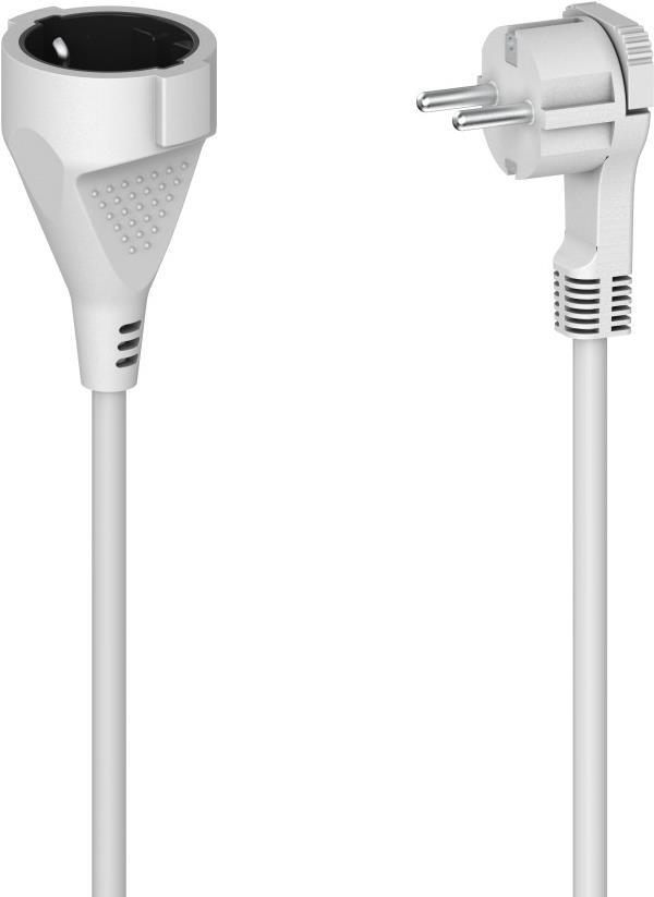 Hama Verlängerungskabel mit Schutzkontakt, Flachstecker, für innen, 5 m, Weiß (00223243) von Hama
