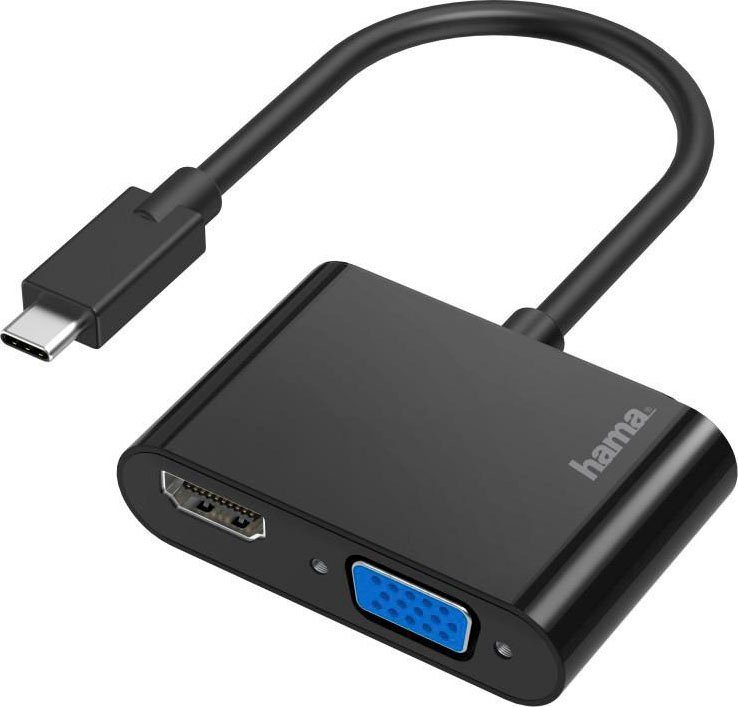 Hama Video-Adapter 2in1 USB-C-Stecker-VGA & HDMI™-Buchse Ultra-HD 4K USB-Adapter USB-C zu VGA, HDMI, 10 cm von Hama