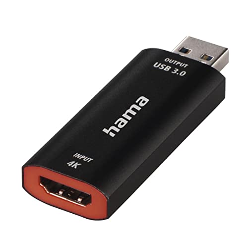Hama Video Capture Card 4K HDMI zu USB 3.0 Videoaufnahmekarte (zur direkten Aufnahme Spiegelreflexkamera, Camcorder oder Action Cam mit PC, Laptop verbinden für Live Streaming, Gaming, Videokonferenz) von Hama