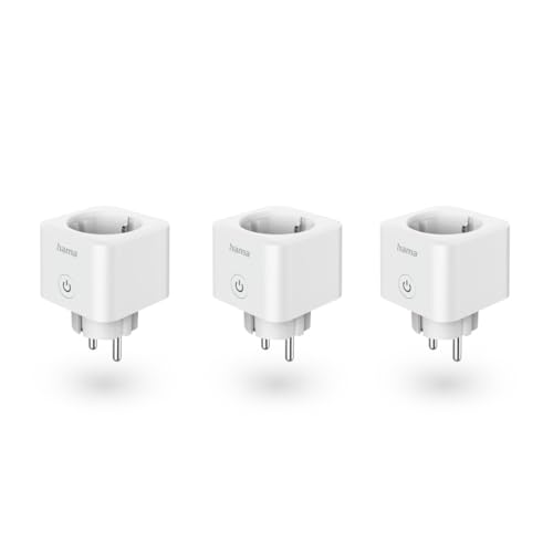 Hama WLAN Steckdose, 3er Pack (Smart Steckdose mit Matter Smart Home, universal, WLAN gesteuerte Steckdose mit App und Sprachsteuerung, Smart Home Steckdose als Zeitschaltuhr, 3680W) von Hama