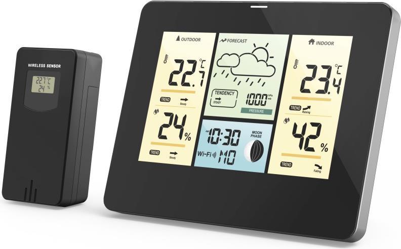 Hama WLAN-Wetterstation mit App, Außensensor, Thermometer/Hygrometer/Barometer (00176596) von Hama