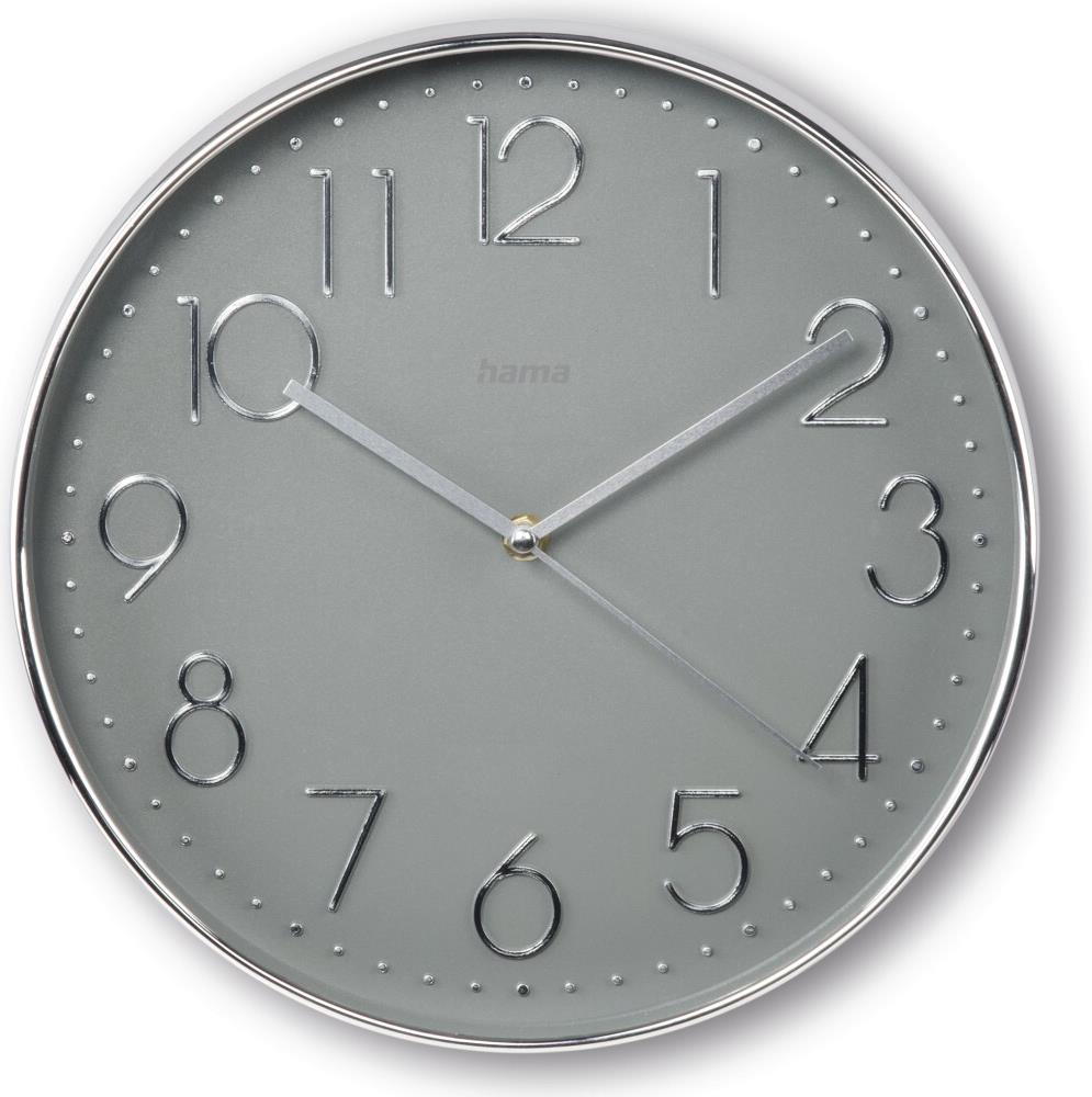 Hama Wanduhr Korsika, Ø 30 cm, ohne Ticken, Silber/Grau (00185874) von Hama