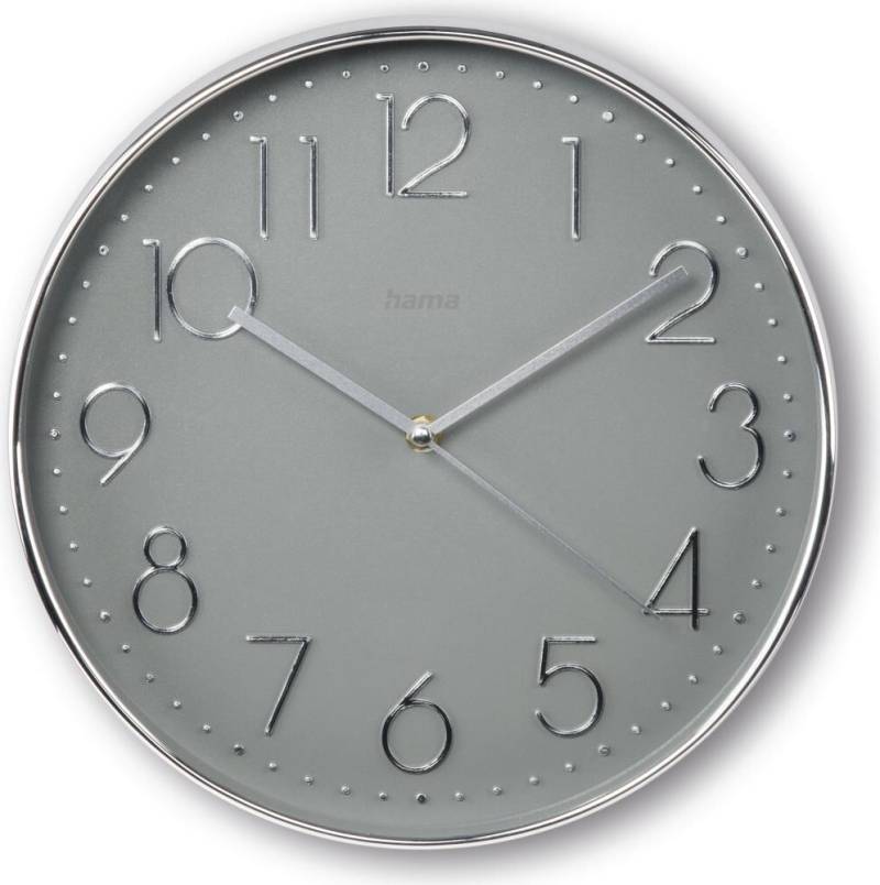 Hama Wanduhr Korsika, Ø 30 cm, ohne Ticken, Silber/Grau (00185874) von Hama