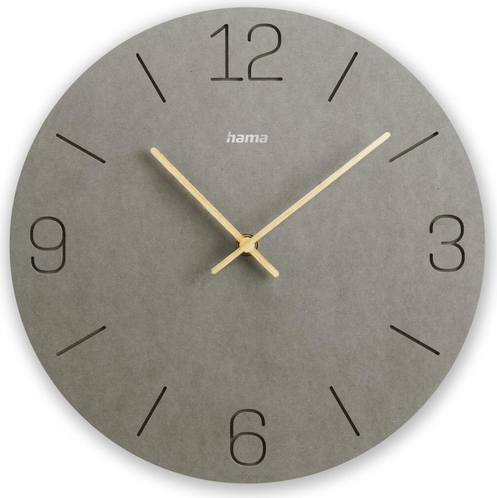 Hama Wanduhr Kreta, Quarzuhr, analog, MDF, eingravierte Ziffern, Ø 30 cm, Grau (00185881) von Hama