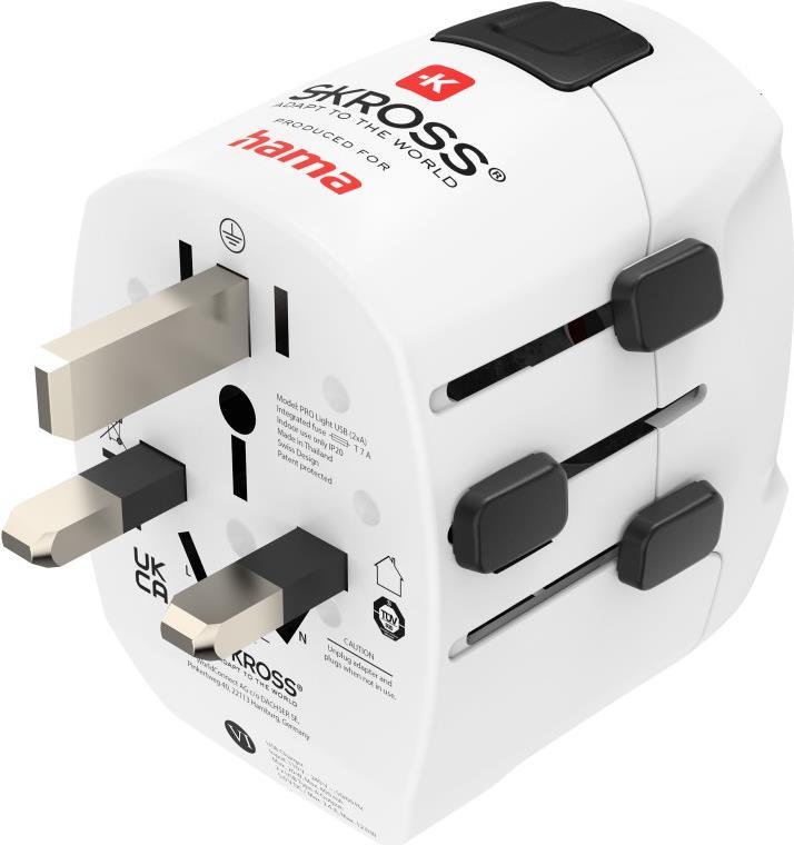 Hama Weltreiseadapter Set World Travel Pro Light USB, 3-polig, 2x USB (00223474) von Hama