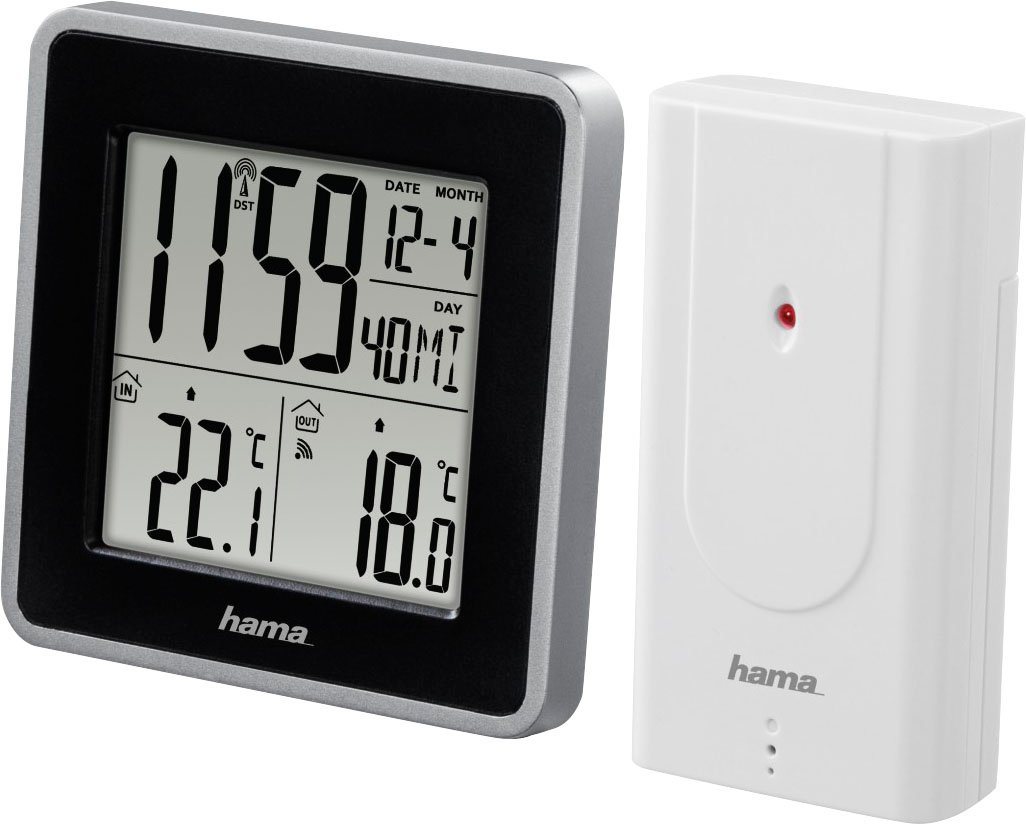Hama Wetterstation (Außensensor, Funk, Innen-/Außentemperatur, Funkuhr, Wecker, Kalender) von Hama
