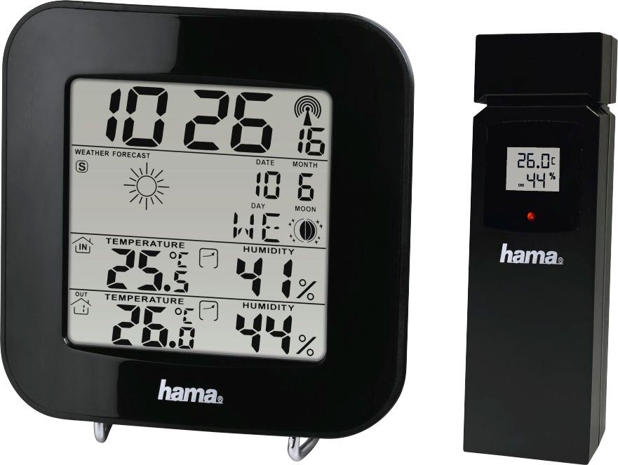 Hama Wetterstation EWS-200", Schwarz Mit Funk-Außensensor Wetterstation" von Hama