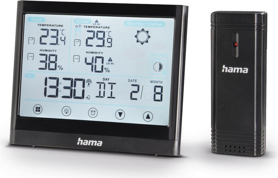 Hama Wetterstation Full Touch, Schwarz (00186421) von Hama