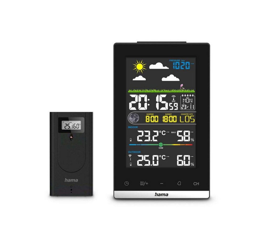 Hama Wetterstation Jamaika mit Außensensor, Funk, Raumklima, Schwarz Funkwetterstation von Hama