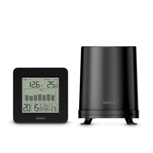 Hama Wetterstation "Mykonos" mit Regenmesser/Außensensor, Funk, Wecker, Schwarz Hama Wetterstation "Mykonos" mit Regenmesser/Außensensor, Funk, Wecker, Schwarz von Hama