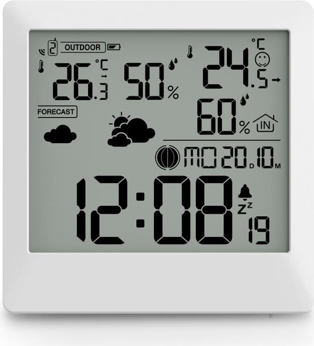 Hama Wetterstation Palawan, mit Außensensor, Funk, Wecker, Thermo/Hygro, Weiß (00222238) von Hama