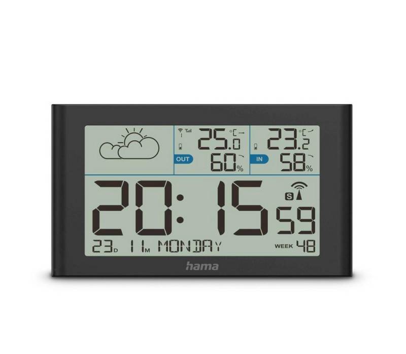 Hama Wetterstation "Sylt" mit Außensensor, Funk, Wecker, Schwarz - Otto Funkwetterstation von Hama
