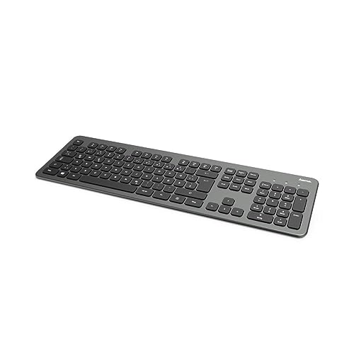 Hama Wireless Tastatur (flach, Smart Link, Smartlink, Slim, QWERTY, USB Aa, USB-A, geräuscharm für PC, led) anthrazit von Hama