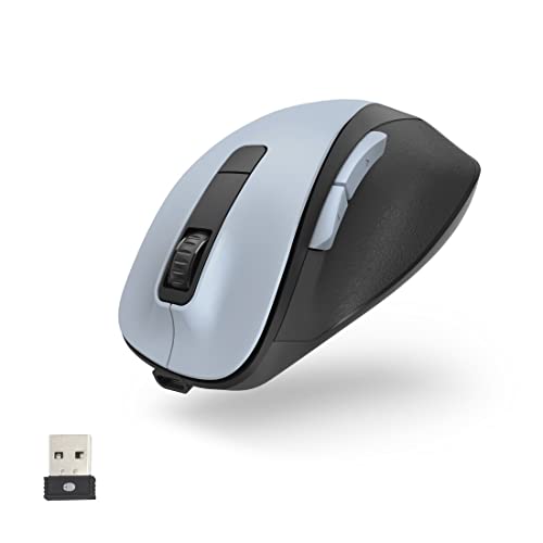 Hama ergonomische Maus (Funkmaus, 6 Tasten, 2,4GHz, BlueWave, 800/1200/1600dpi, optische Maus kabellos, wireless, Maus ergonomisch, Computermaus, für Laptop/PC, Akku, Rechtshänder) polarblau von Hama