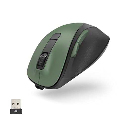 Hama ergonomische Maus (Funkmaus, 6 Tasten, 2,4GHz, BlueWave, 800/1200/1600dpi, optische Maus kabellos, wireless, Maus ergonomisch, Computermaus, für Laptop/PC, Akku, Rechtshänder) waldgrün von Hama
