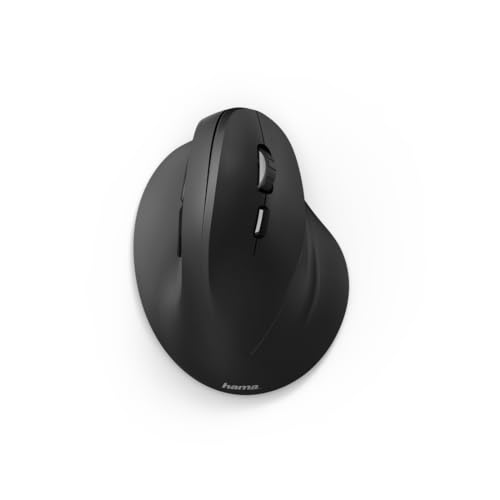 Hama kabellose Maus ergonomisch (Vertikale ohne Kabel für Rechtshänder, Wireless Funk-Maus mit optischem Sensor 1000/1400/1800dpi) schwarz von Hama