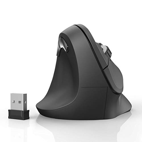 Hama kabellose Maus für Linkshänder ergonomisch EMW-500L (Wireless Funkmaus vertikal, links, 6-Tasten-Maus ohne Kabel mit optischem Sensor 1000/1400/1800 dpi), schwarz von Hama