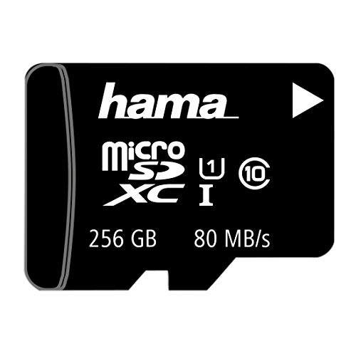 Hama microSD | microSDHC | microSDXC Karte 256GB 80MB/s Übertragungsgeschwindigkeit Class 10 microSD Speicherkarte im Mini-Format Mini SD z. B. für Android Handy, Smartphone, Tablet, Nintendo UHS-I von Hama