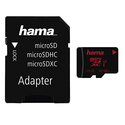 Hama microSDXC 128GB UHS Speed Class 3 UHS-I 80MB/s und Adapter/Foto von Hama