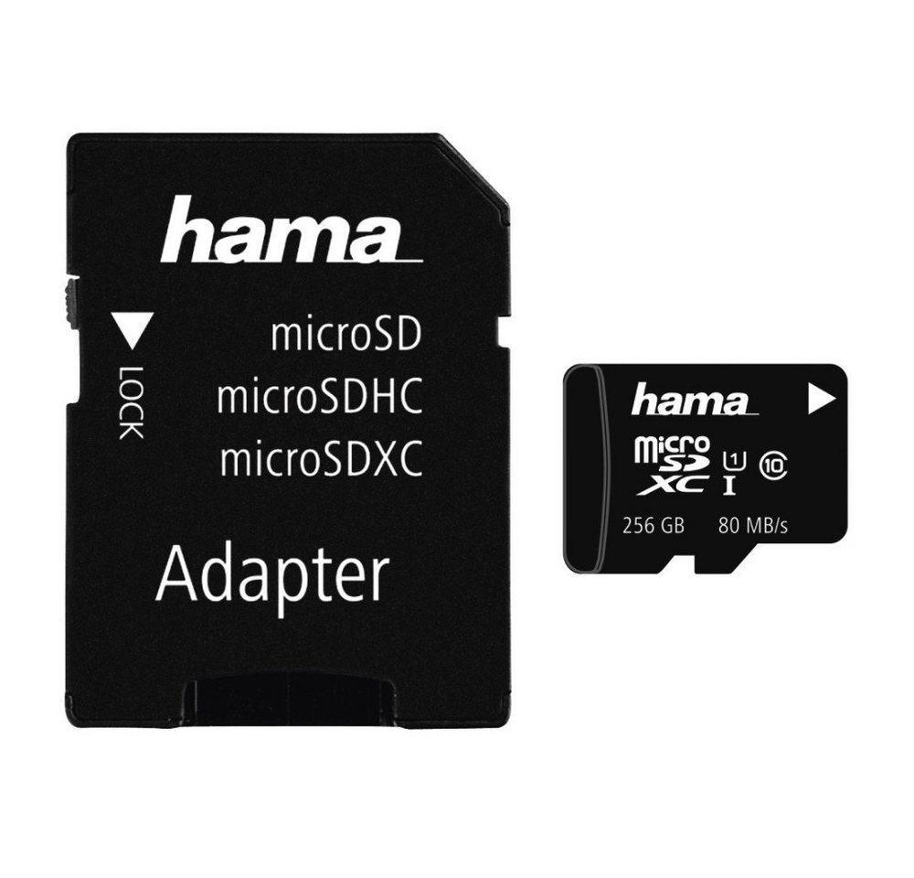Hama microSDXC 256GB Class 10 UHS-I 80MB/s + Adapter/Mobile (00124171) Speicherkarte von Hama