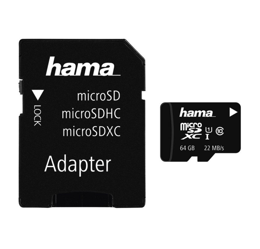 Hama microSDXC 64GB Class 10 UHS-I + Adapter/Mobile (00108075) Speicherkarte von Hama