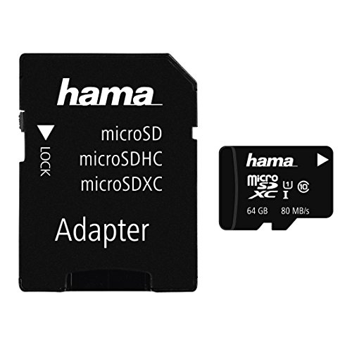 Hama microSDXC 64GB Class 10 UHS-I 80MB/s Karte inkl. SD Adapter von Hama