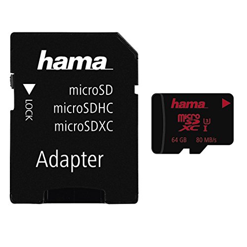 Hama microSDXC 64GB UHS Speed Class 3 UHS-I 80MB/s + Adapter/Mobile von Hama