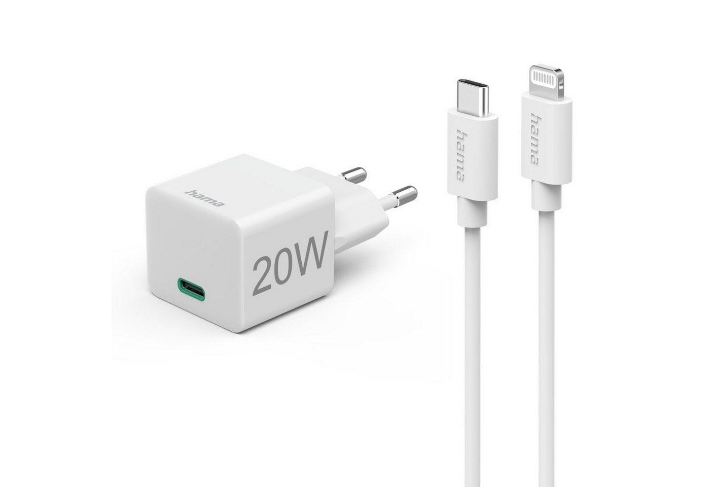 Hama mit Ladekabel Lightning, Mini-Ladegerät, PD, 20 W, Universal-Ladegerät (1-tlg) von Hama