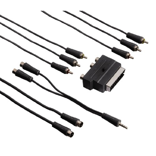 Hama 00122165 universal DVD-Anschluss-Set (RCA, S-Video, 3,5mm Klinkenstecker, SCART, 5m) schwarz von Hama