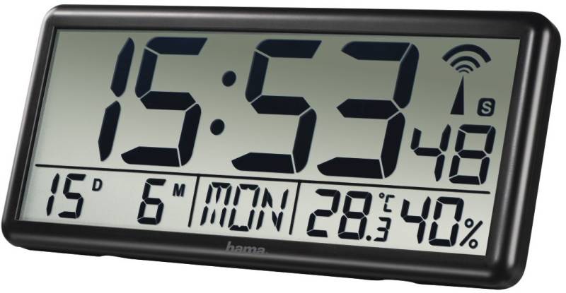 Jumbo Funkwanduhr 00186352 schwarz von Hama