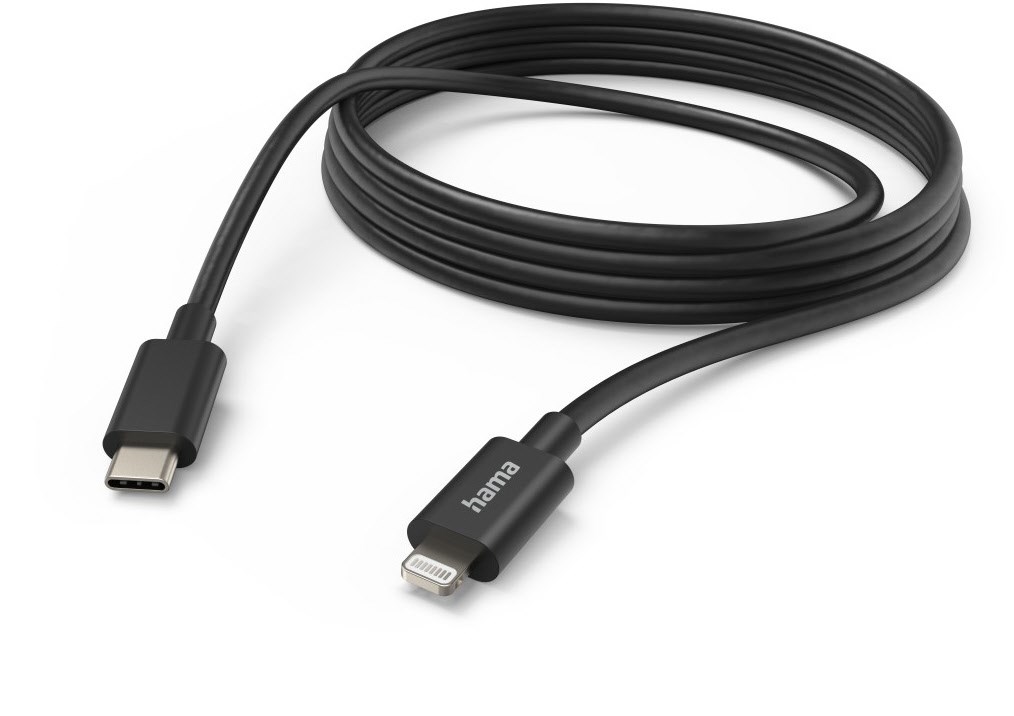 Lade-/Datenkabel (3m) USB-C>Lightning schwarz von Hama